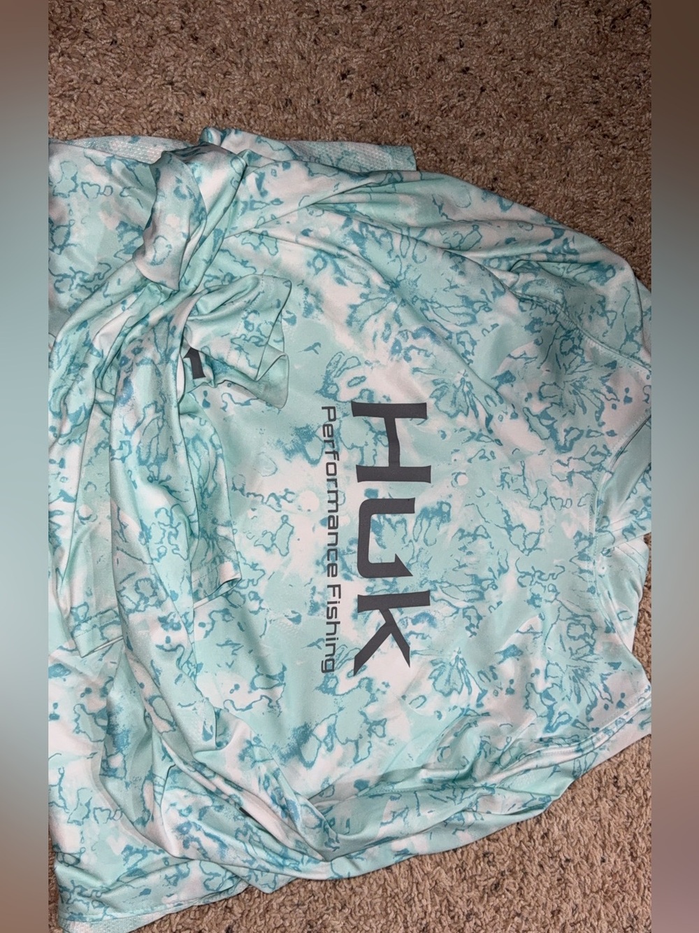 Huk Performance Fishing Shirt - Teal and White Marble